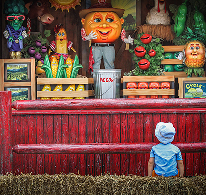 A boy looking at a display